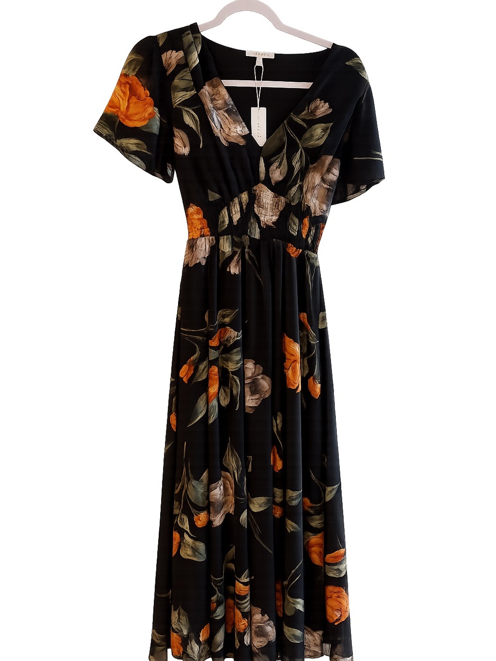 Baltic Born Floral Maxi Birdie: black and rust floral - Picture 2 of 10